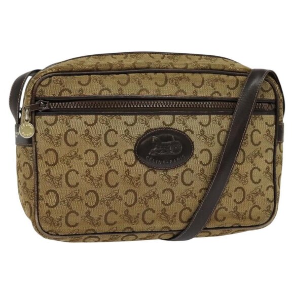 CELINE C Sulky Shoulder Bag Canvas Beige Auth BA757 - Picture 1 of 16